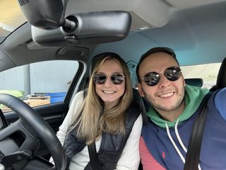 Markus and Vanessa, co-founders of Cafe on the Roast, on the Adriatic coast